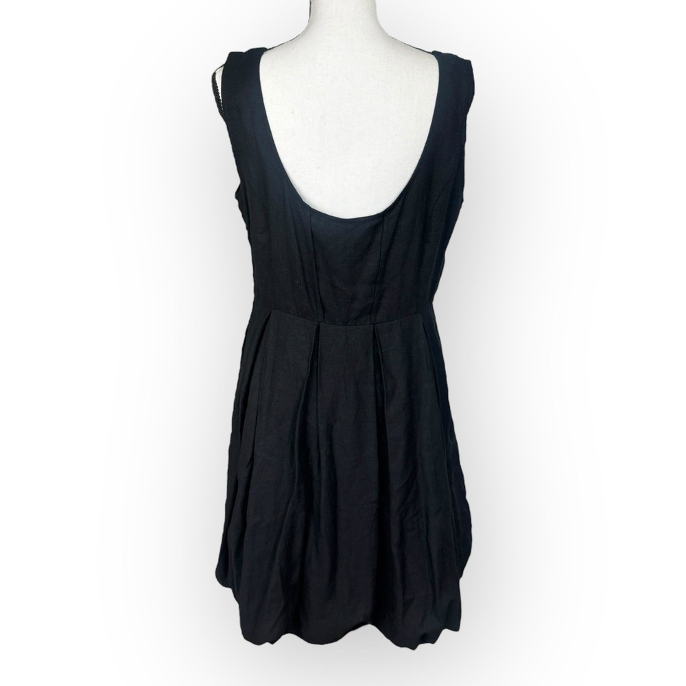 Cynthia Rowley Black Linen Blend Bubble Hem Dress Square Neck Fit Flare Small‎ - Picture 5 of 11